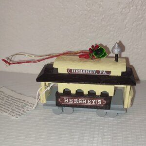 Vintage Hershey's Christmas Ornament Tram Wooden Xmas Deco Kisses Train Wagon